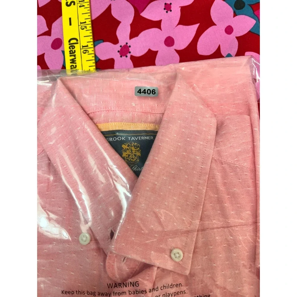 Brook Taverner Men's Rose  Button Down Shirt Linen&Cotton Classic Fit‎ Size M - Picture 8 of 8